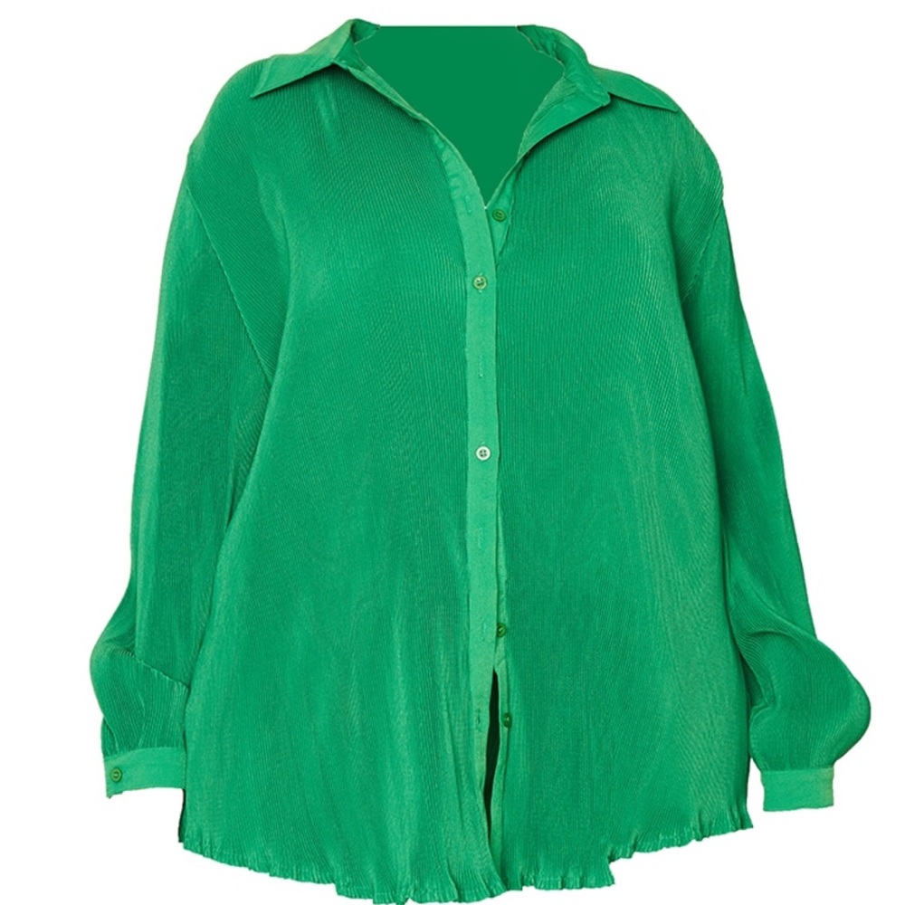Plus size plisse oversized blouse